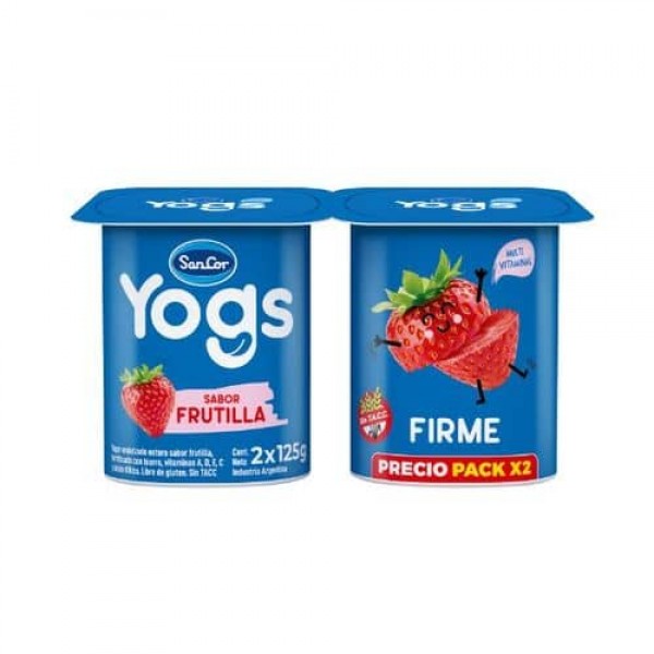 Yogs Yogur Sabor Frutilla Firme 2x125gr