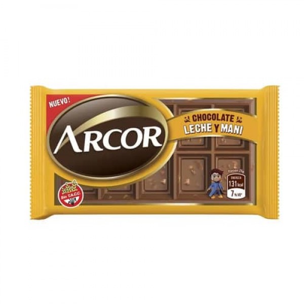 Arcor Chocolate Con Leche Y Mani 25gr