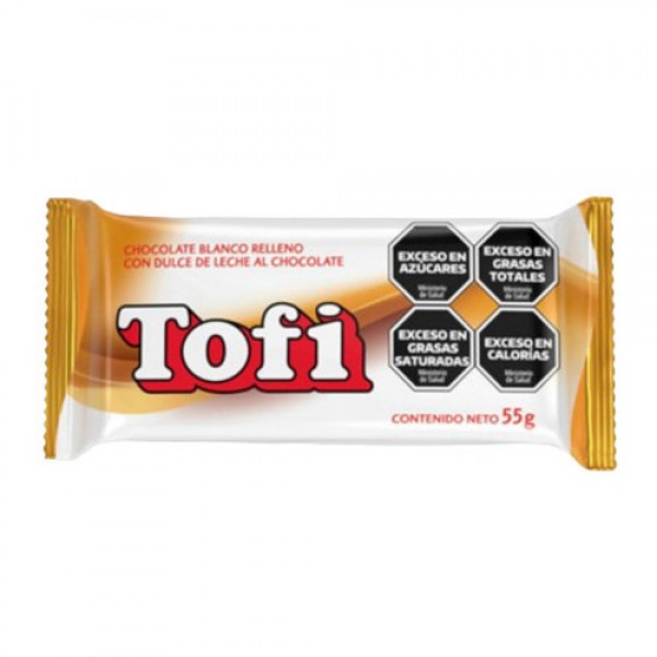 Tofi Chocolate Blanco Relleno Con Dulce De Leche 55gr