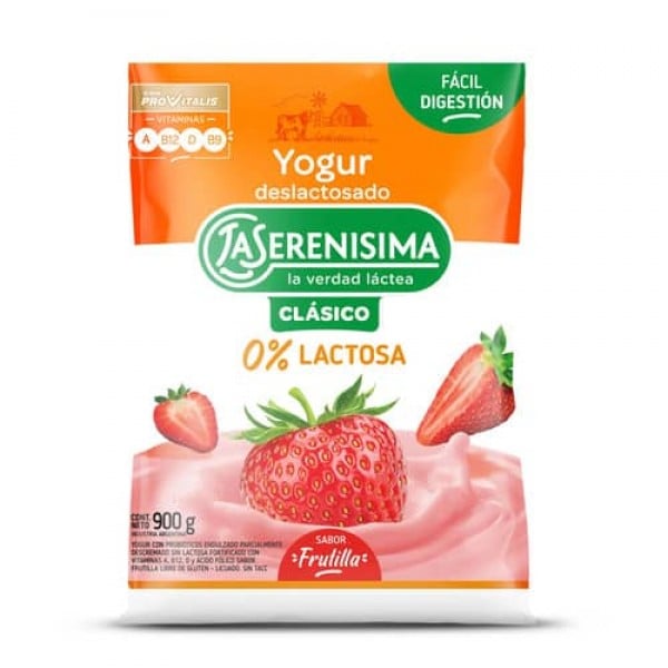 La Serenisima Yogur Deslactosado Sabor Frutilla 900gr