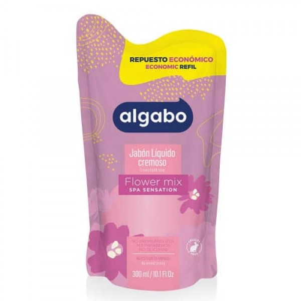 Algabo Jabon Liquido Cremoso Flower Mix Doy Pack 300ml