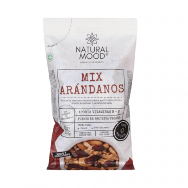 Natural Mood Mix Arandanos Deshidratados,Mani Tostado Sin Sal,Nueces,Almendras Y Castañas De Caju 105gr