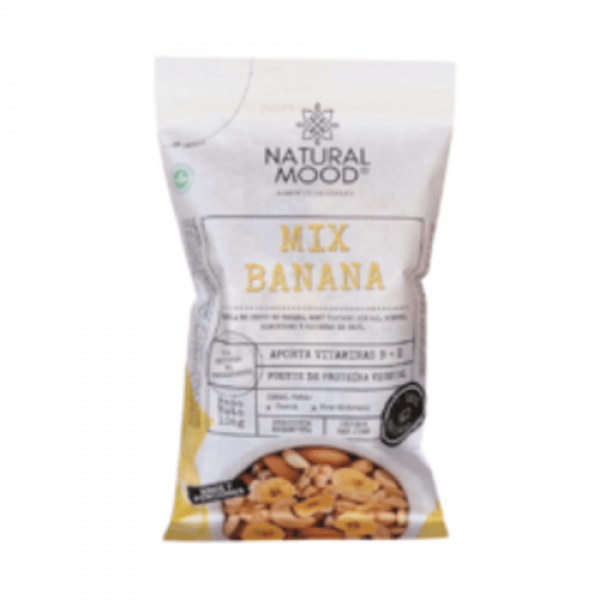 Natural Mood Mix Banana Chips De Banana,Mani Tostado Sin Sal,Nueces,Almendras Y Castaña De Caju 105gr