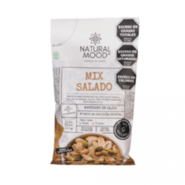 Natural Mood Mix Salado Mani Tostado Sin Sal,Semillas De Girasol,Semillas De Calabaza,Sal Del Himalaya Fina 105gr