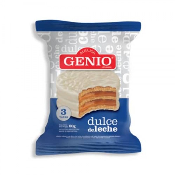 Genio Alfajor Blanco Con Dulce De Leche Triple 60gr