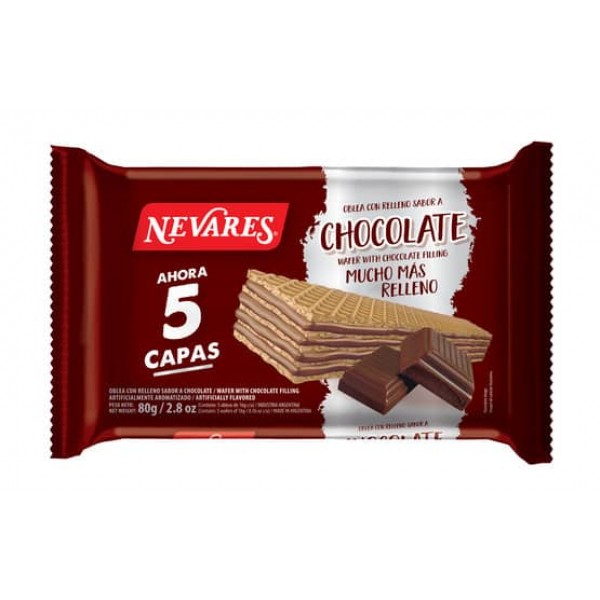 Nevares Oblea Con Relleno Sabor A Chocolate 80gr