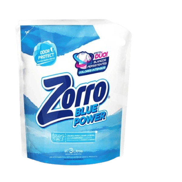 Zorro Blue Power Liquido Para Lavar La Ropa 3L
