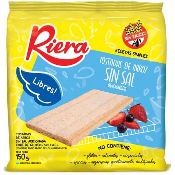 Riera Tostadas De Arroz Sin Sal Adicionada 150gr