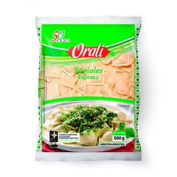 Orali Ravioles Frescos Sabor Espinaca 500gr