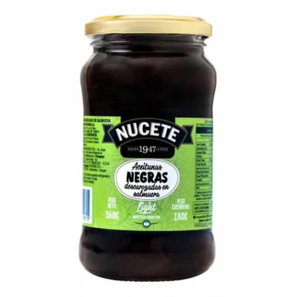 Nucete Aceitunas Negras Light Descarozadas En Salmuera 360gr