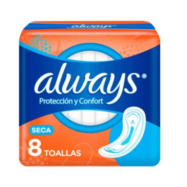 Always Proteccion Y Confort Toallas Secas 8 Unidades