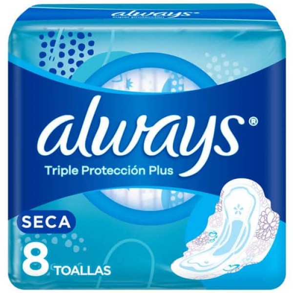 Always Triple Proteccion Plus Toallas Seca 8 Unidades