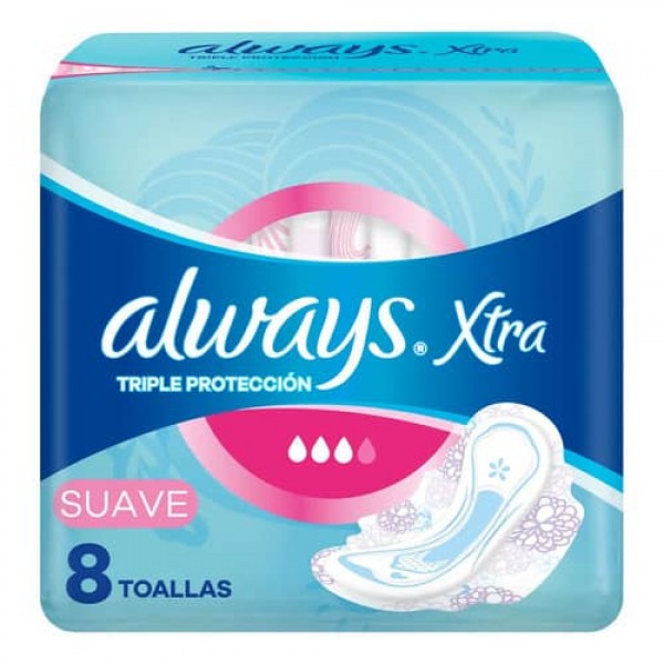 Always Xtra Triple Proteccion Toallas Suave 8 Unidades