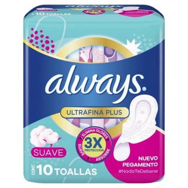 Always Ultrafina Plus Toallas Suave 10 Unidades