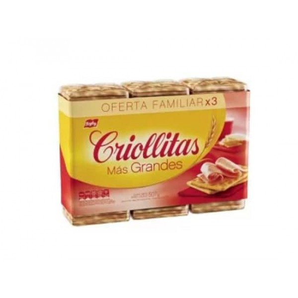 Criollitas Galletitas Mas Grandes Pack x3 507gr