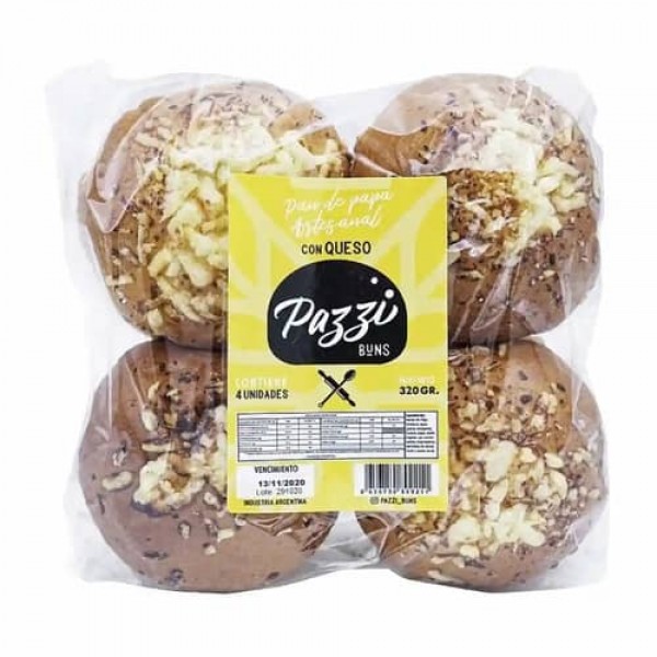 Pazzi Pan De Papa Con Queso Para Hamburguesas x 4 Unidades 320gr