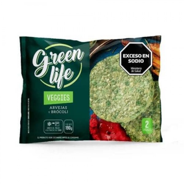 Green Life Veggies Medallones De Arvejas Y Brocoli 2 Unidades 190gr