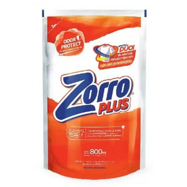 Zorro Plus Jabon Liquido Para Lavar La Ropa 800ml