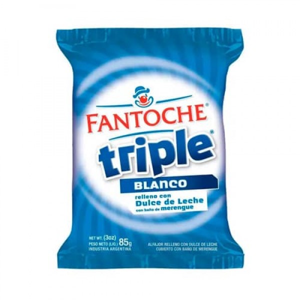 Fantoche Alfajor Triple Blanco Relleno Con Dulce De Leche 85gr