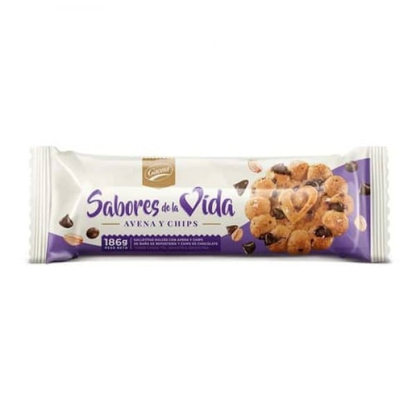 Sabores De Vida Galletas Dulces Con Avena Y Chips De Chocolate 186gr