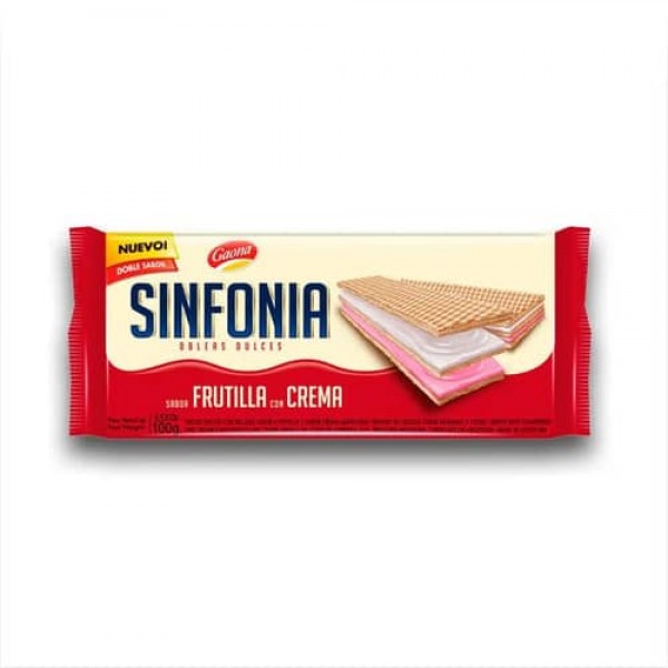 Gaona Sinfonia Obleas Dulces Sabor Frutilla Con Crema 100gr