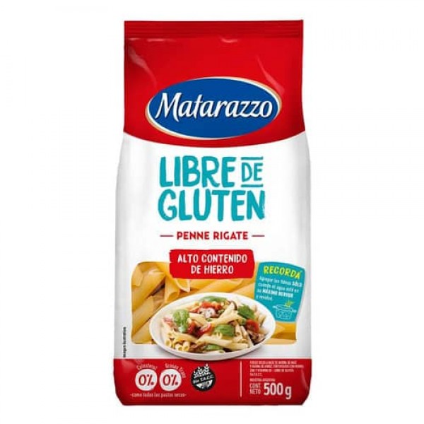 Matarazzo Fideos Secos Penne Rigate Libre De Gluten 500gr