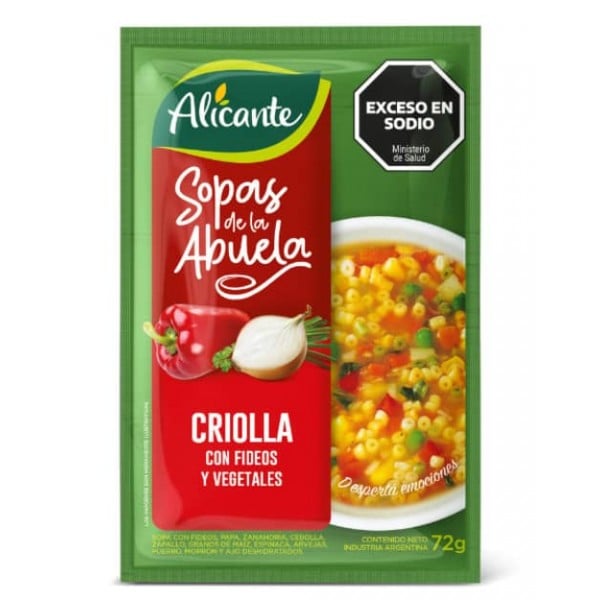 Alicante Sopa De La Abuela Criolla Con Fideos Y Vegetales 72gr