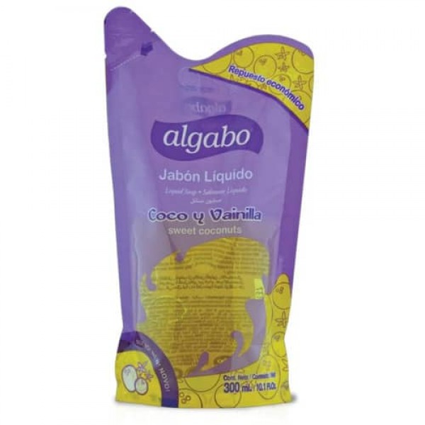 Algabo Jabon Liquido Coco Y Vainilla Repuesto Economico 300ml