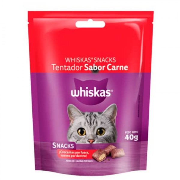 Whiskas Snacks Sabor Carne Para Gatos Adultos 40gr