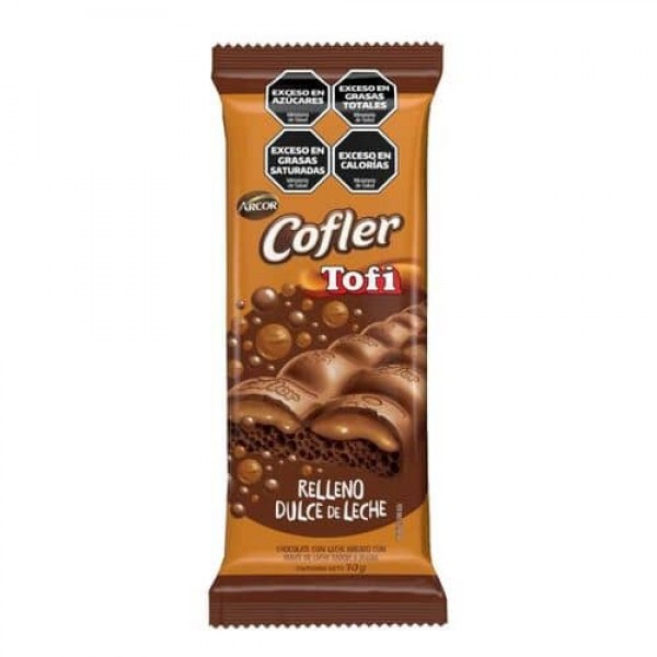 Cofler Tofi Chocolate Relleno Dulce De Leche Aireado 70gr