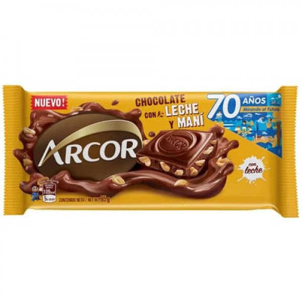 Arcor Chocolate Con Leche Y Mani 95gr