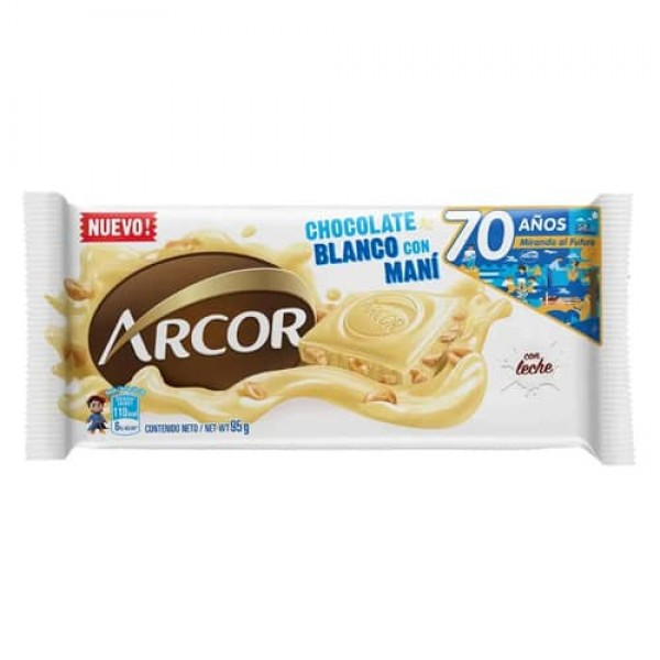 Arcor Chocolate Blanco Con Mani 95gr