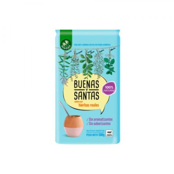 Buenas Y Santas Yerba Mate Con Palo Sabor Con Hierbas Reales 500gr