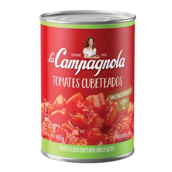 La Campagnola Tomates Cubeteados Con Ajo Y Cebolla 400gr