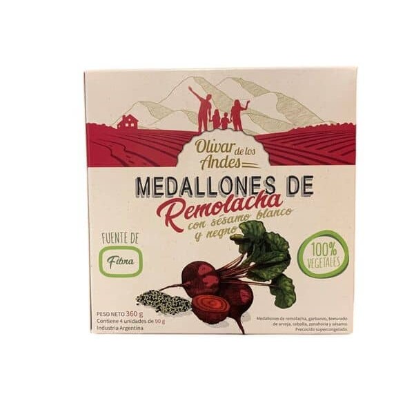 Olivar De Los Andes Medallones De Remolacha Con Sesamo Blanco Y Negro x 4 Unidades 360gr