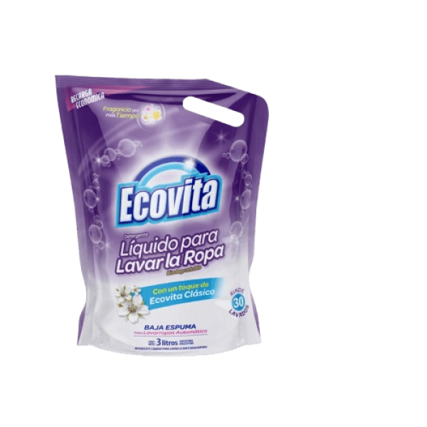 Ecovita Detergente Liquido Para Lavar La Ropa  Lavarropas Automatico 3L