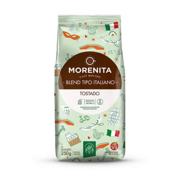 Morenita Cafe Molido Tostado Blend Italiano 250gr