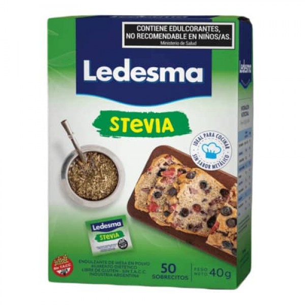 Ledesma Stevia Endulzante De Mesa En Polvo 50 Sobrecitos 40gr