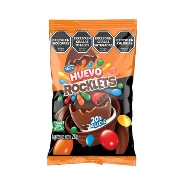 Arcor Rocklets Huevo De Chocolate Relleno Con Chocolate Confitado 28gr