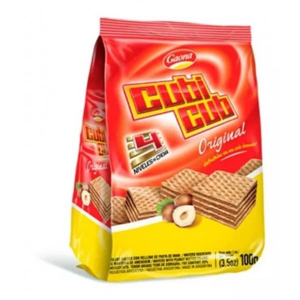 Gaona Cubi Cub Original Obleas Dulces Con Relleno Sabor Mani Y Avellanas 100gr