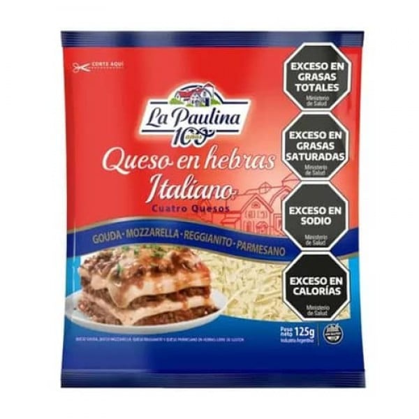 La Paulina Queso En Hebras Italiano Cuatro Quesos 125gr