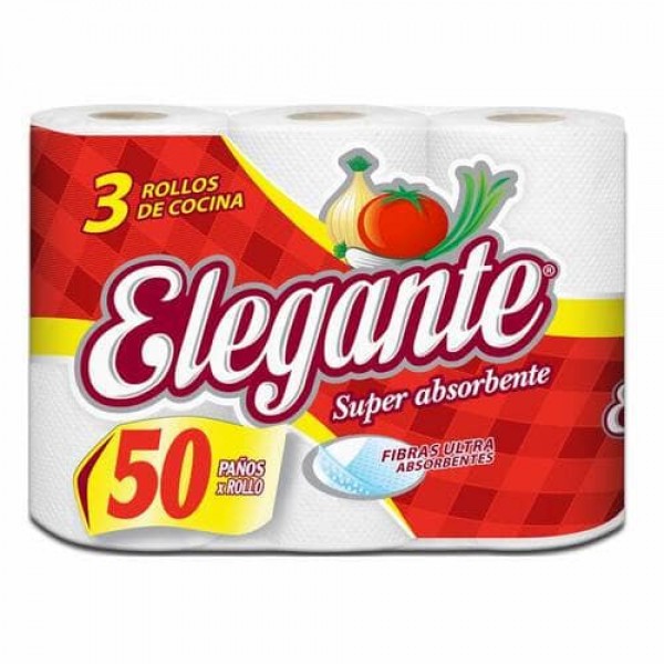 Elegante Rollo De Cocina 3 Unidades x 50 Paños