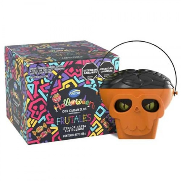 Arcor Calavera Halloween Con Caramelos Masticables Frutales 396gr