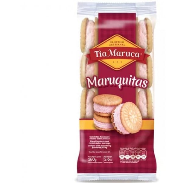 Tia Maruca Maruquitas Galletitas Dulces Con Relleno Sabor Frutilla 160gr