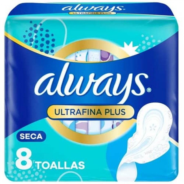 Always Ultrafina Plus 8 Toallas Seca