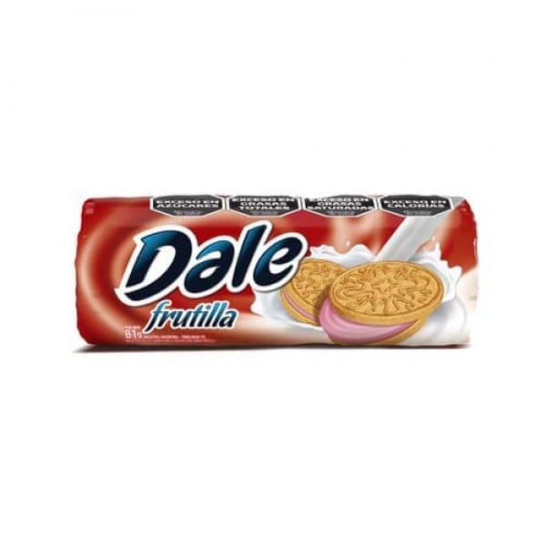 Dale Galletitas Dulces Sabor Vainilla Con Relleno Sabor Frutilla 81gr