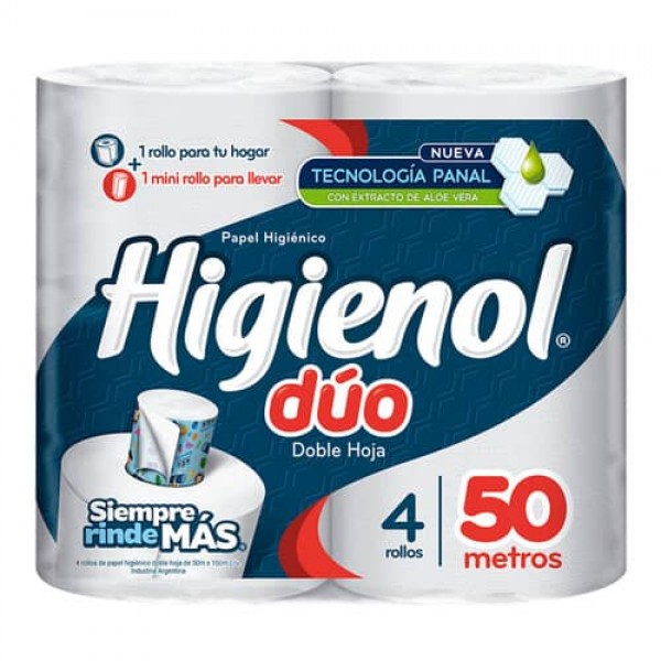 Higienol Duo Papel Higienico 4 Rollos 50m