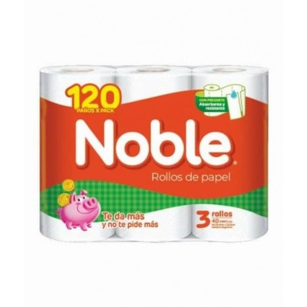 Noble Rollos De Cocina 3 Unidades 40 Paños Cada Uno