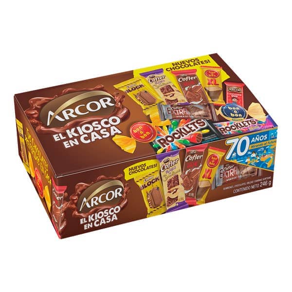 Arcor Bombones, Chocolates, Obleas y Barras Surtidas El Kiosko en Casa 246gr