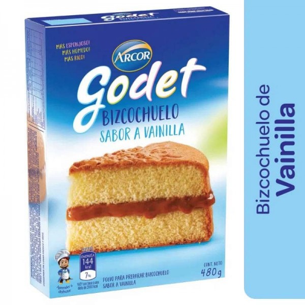 Godet Polvo Para Preparar Bizcochuelo Nueva Receta Sabor Vainilla 480gr